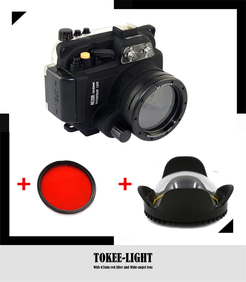 Подводный чехол для дайвинга Sony NEX-5R 16-50 мм NEX-6 18-55 камера с красным фильтром 67 +