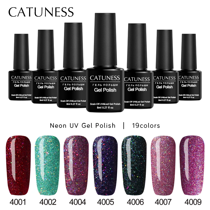 CATUNESS Beauty Блестящий неоновый Гель-лак для ногтей длился УФ-лак Французский