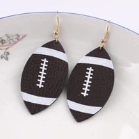 zwpon 2020 new pu leather prints softball football earrings for women fashion american sport baseball earrings jewelry