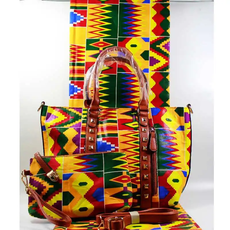 Новейшая модная африканская восковая сумка комплект 3 шт./компл. из воска Анкары 6