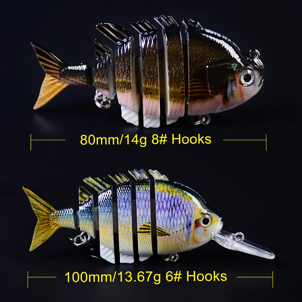 6 pcs Artificial bait 8 Segments Fishing Lures Multi Jointed Sinking Swimbait 15.5g Hard Bait Tackle Wobblers lure Crank | Спорт и