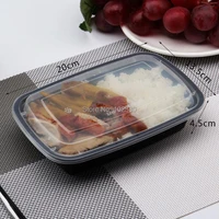 150sets disposable food bento box food grade pp material take away food packaging box with lid lunch box