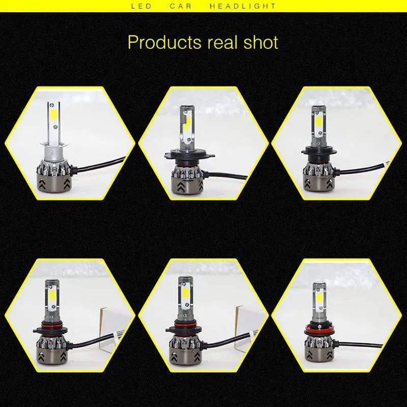 VicTsing 2 шт. 12 В 24 Автомобильные фары H4 LED H7 H1 H11 HB3 HB4 9005 9006 72 Вт 6000 К высокая/низкая