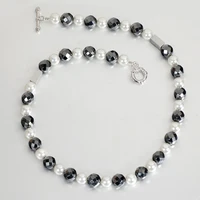 wollet jewelry infrared negative ion magnetic hematite white african beads necklace pendant for women