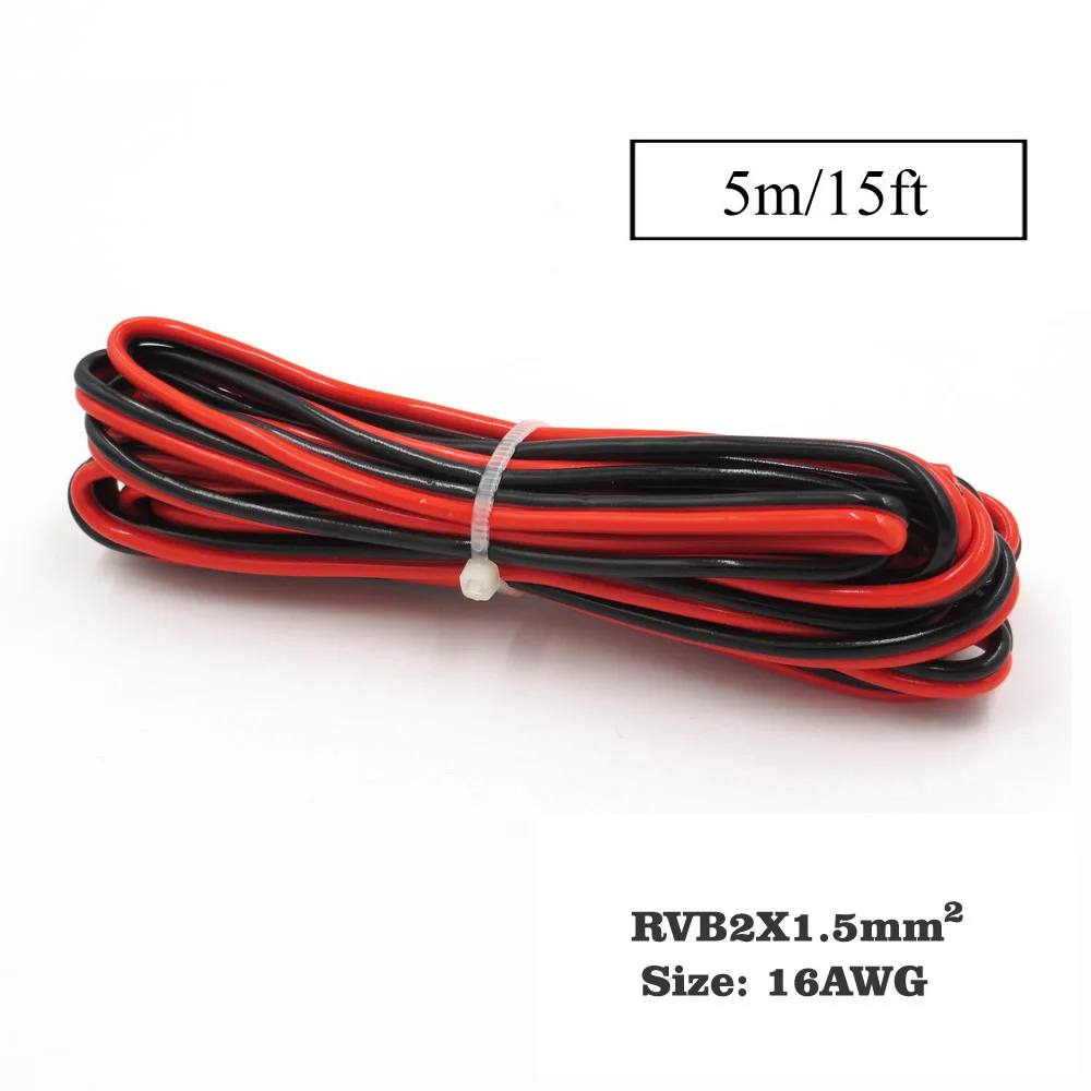 5 м x 16AWG 1 мм2 ПВХ изолированный 2 Pin медный провод IEC RVB электрические кабели