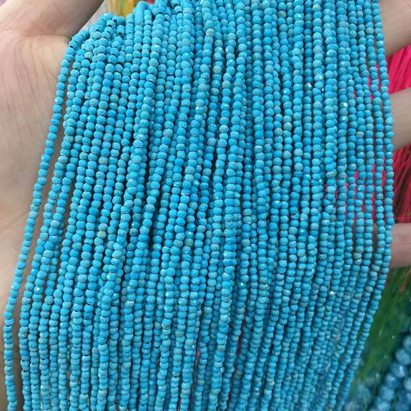 Synthesis Turquoise Маленькие бусины из натурального камня, бусины из натурального граната, апатит 2 мм, разделенные бусины для изготовления ювелирных изделий, ожерелье, браслет своими руками - Цвет: Synthesis Turquoise