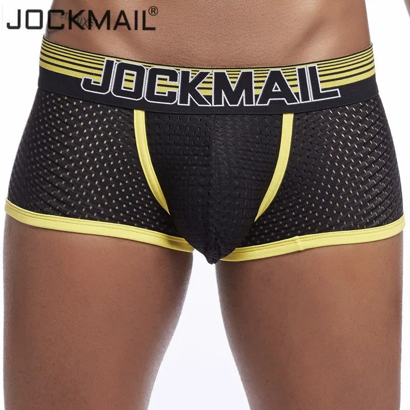 

JOCKMAIL New Sexy Men Underwear Boxer Breathable Mesh boxershorts men Male Underpants cueca Gay penis Man Panties Mens Trunks