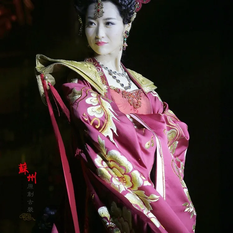Император императрица пара свадебные костюмы красный полная вышивка Hanfu для новейшая телевизионная игра Феникс воины-легенда о небесной слезе