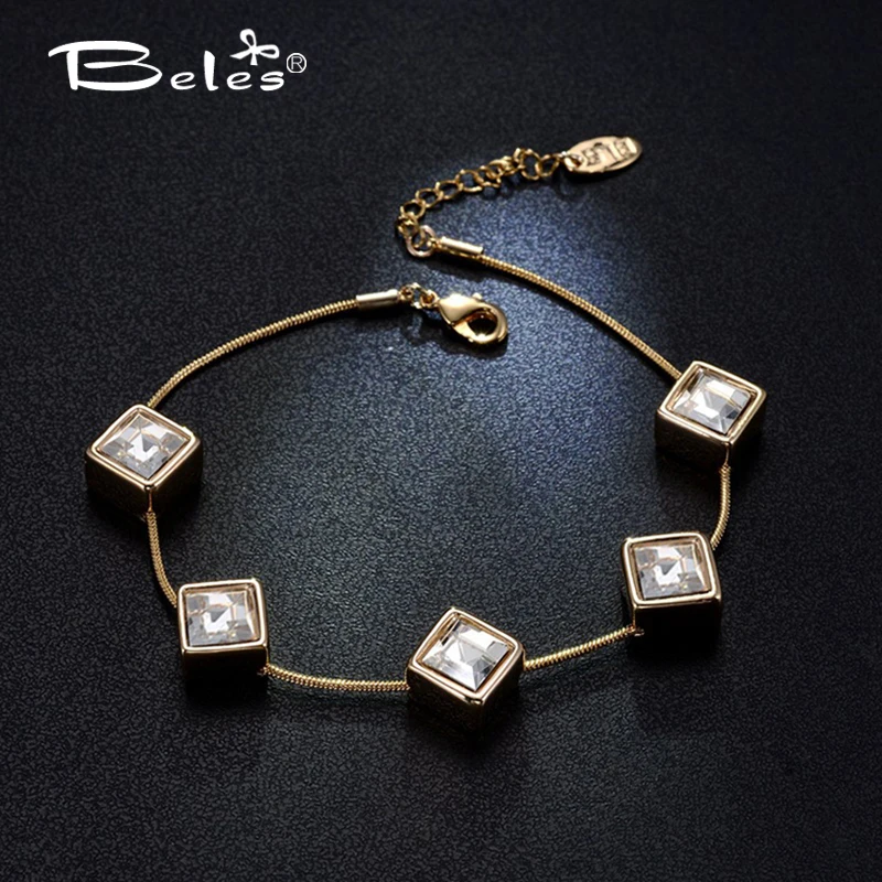Beles Мода розовое золото пять большой площади кубический циркон змея браслет
