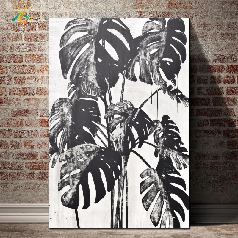 

Nordic Poster Black And White Monstera Plant Painting Wall Art Canvas Poster Posters and Print Modern Home Decor For Living Room