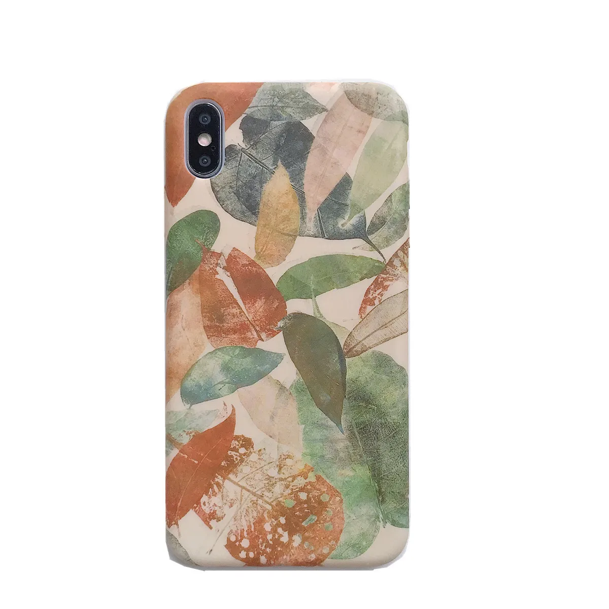 Retro Art Illustration Leaf Korean Phone Case For iPhone 7 Puls 6 6S 8 Liquid Silicone Soft X Xr XsMax |