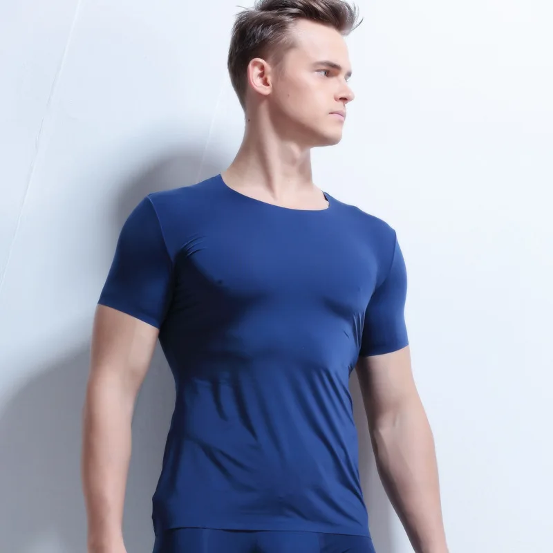 dark blue Мужская шелковая модная одежда, футболка, модный мужской топ, одежда для фитнеса, летняя новинка, с короткими рукавами, Лапа боксерская для фитнеса, забавная Высококачественная - Цвет: dark blue