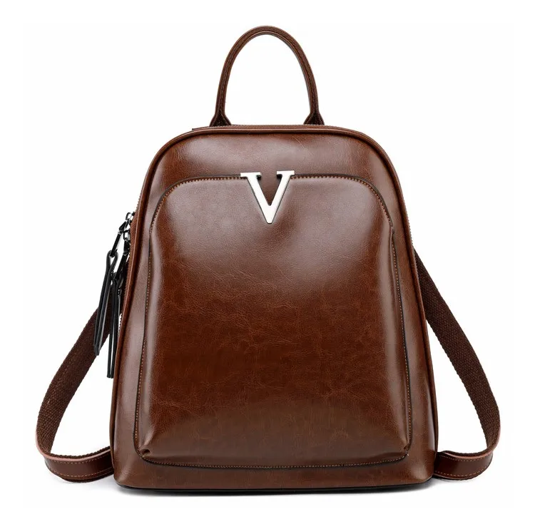 Фото Женский подлинный кожаный рюкзак для путешествий школьная сумка девочек