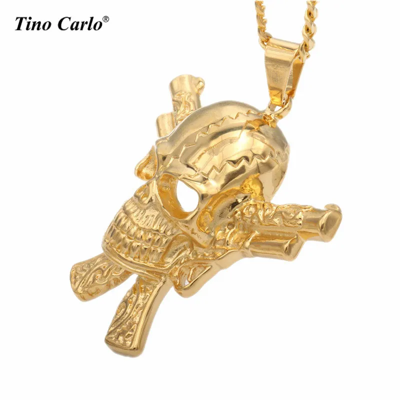 Tino Carlo новый известный нам рок группа пистолет череп головы кулон