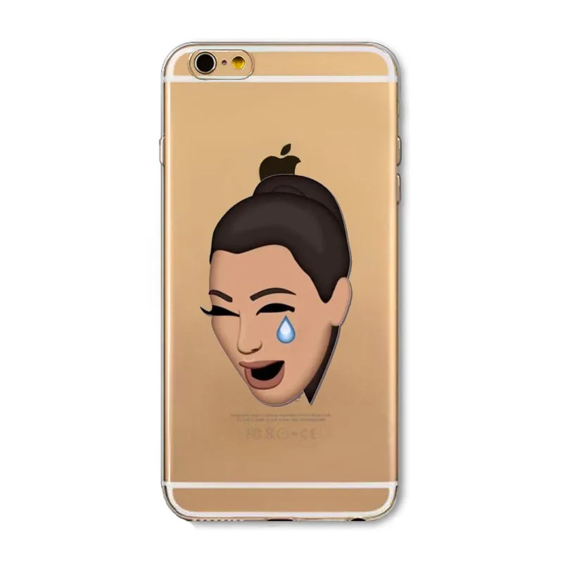 Funny Soft Clear Cases for Mobile Phone Kim Kardashian Crying Face Emoji Case Iphone 5s 6 7 Ultrathin TPU Shell |