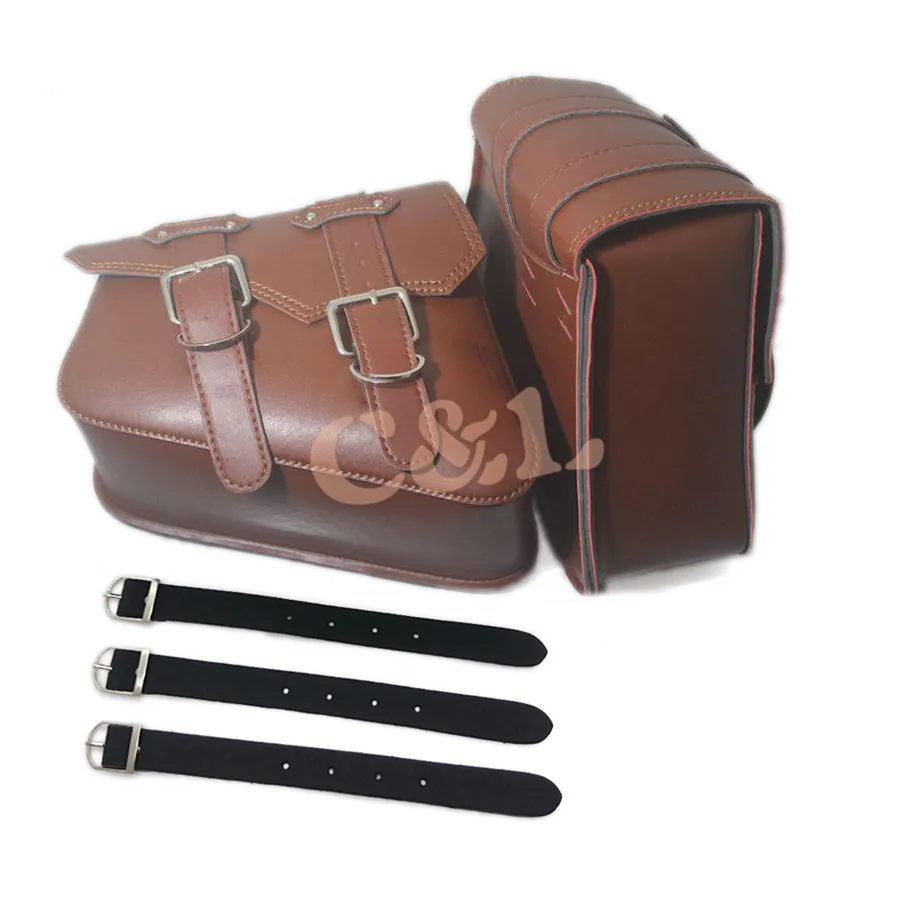 1 пара коричневых седельных сумок для мотоциклов Сумки из искусственной кожи ПВХ