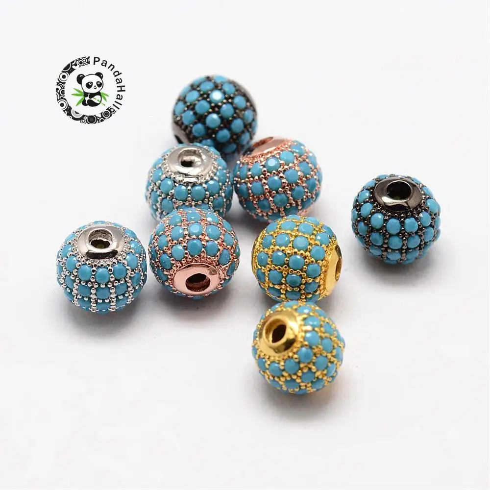 

Round Brass Micro Pave Cubic Zirconia Beads, Mixed Color, 8mm, Hole: 1.5mm