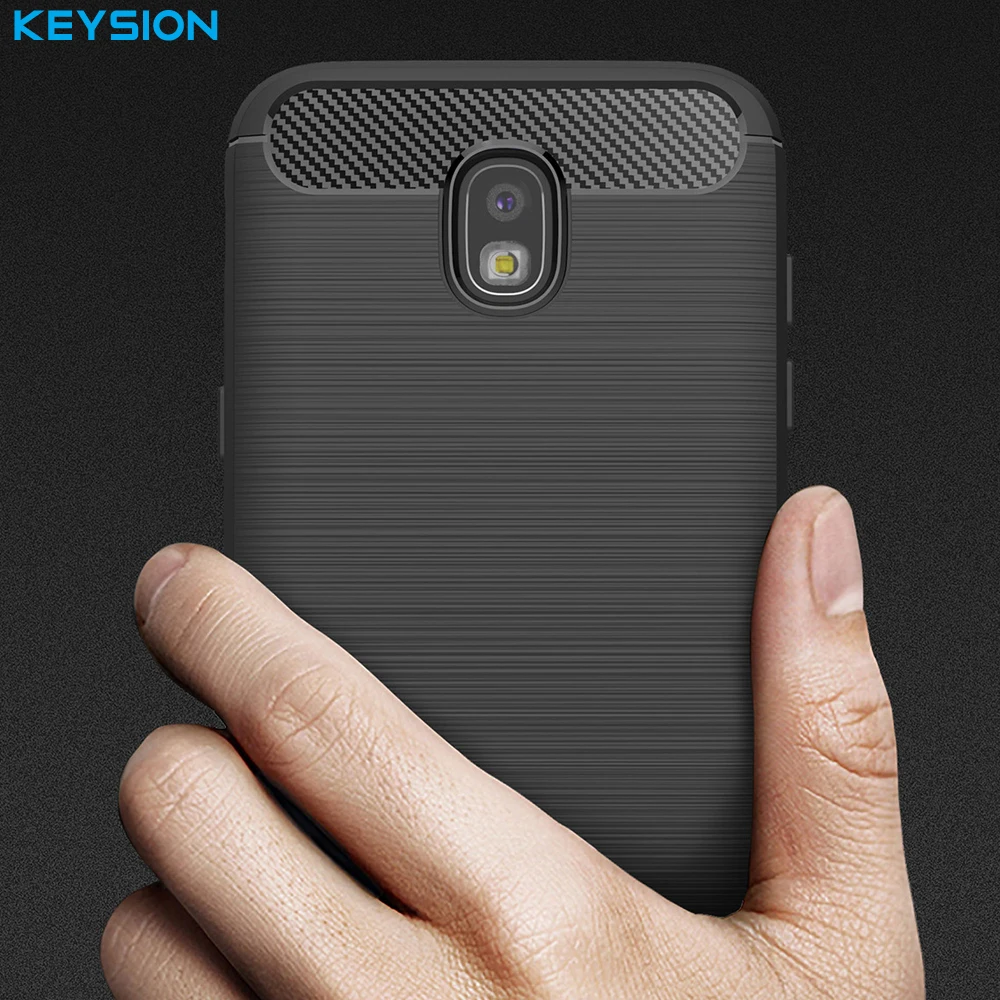 KEYSION Case for Samsung Galaxy J7 2017 EU Version Environmental Carbon Fiber Soft TPU Brushed Anti-Skid Back Cover J730FM |