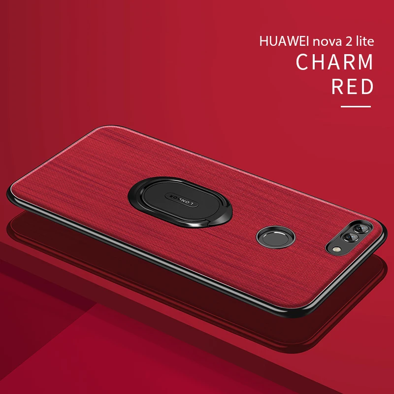 nova 2lite-Red Чехол для Huawei Nova 2 Nova 2 s Nova 3 чехол Fundas анти-капля силиконовый ПК магнитное кольцо чехол для смартфона для Nova2 2 Plus чехол - Цвет: nova 2lite-Red