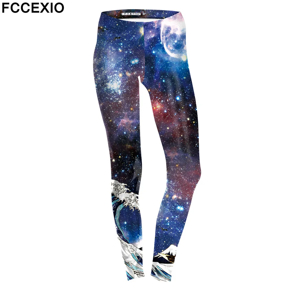 FCCEXIO New Style 2019 Leggings Women Galaxy Space Digital Print Legging Fitness Leggins Workout Plus Size Pants Legins Trousers | Женская