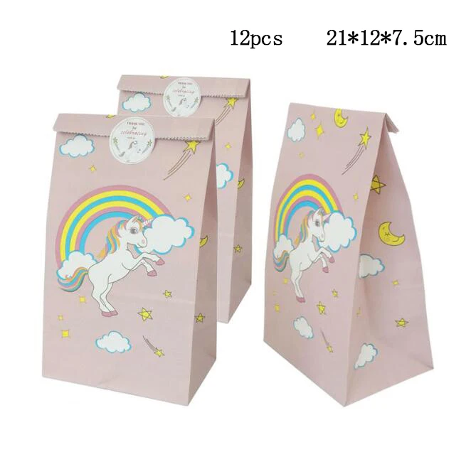 unicorn candy bag 12 шт. бумажные подарочные пакеты в виде единорога, упаковка для конфет в западном стиле, вечерние подарочные пакеты на день рождения, маслостойкая упаковочная сумка - Цвет: unicorn candy bag