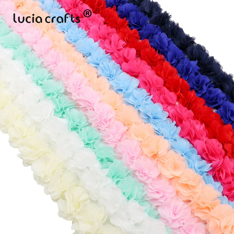 Lucia Crafts 1 ярд/партия кружевная ткань 10 цветов Цветочная отделка полиэфирная лента
