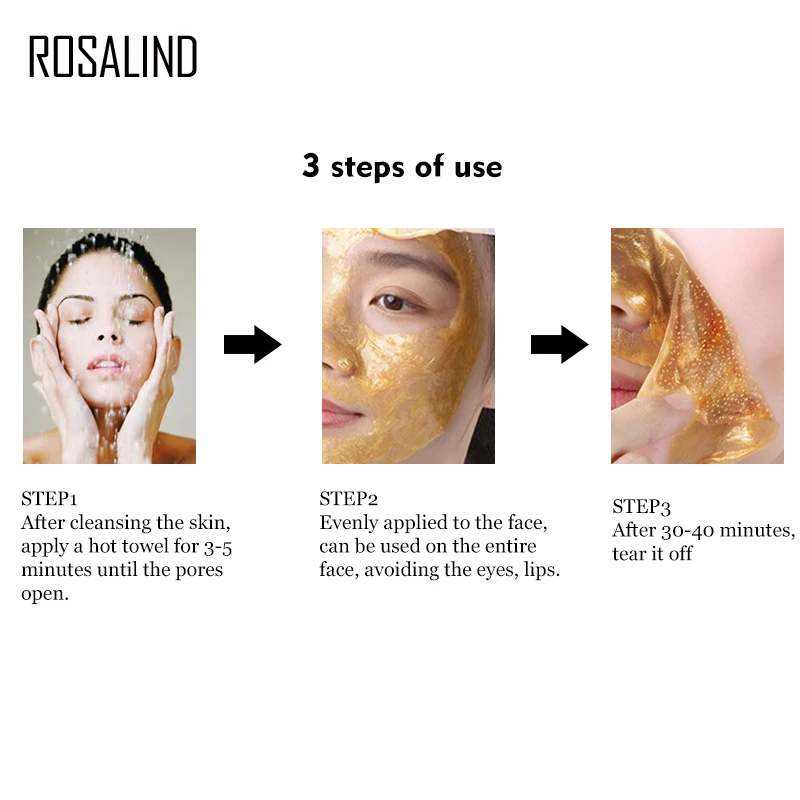 ROSALIND маска для лица 24K золото коллаген удаления угрей против старения Усадочные