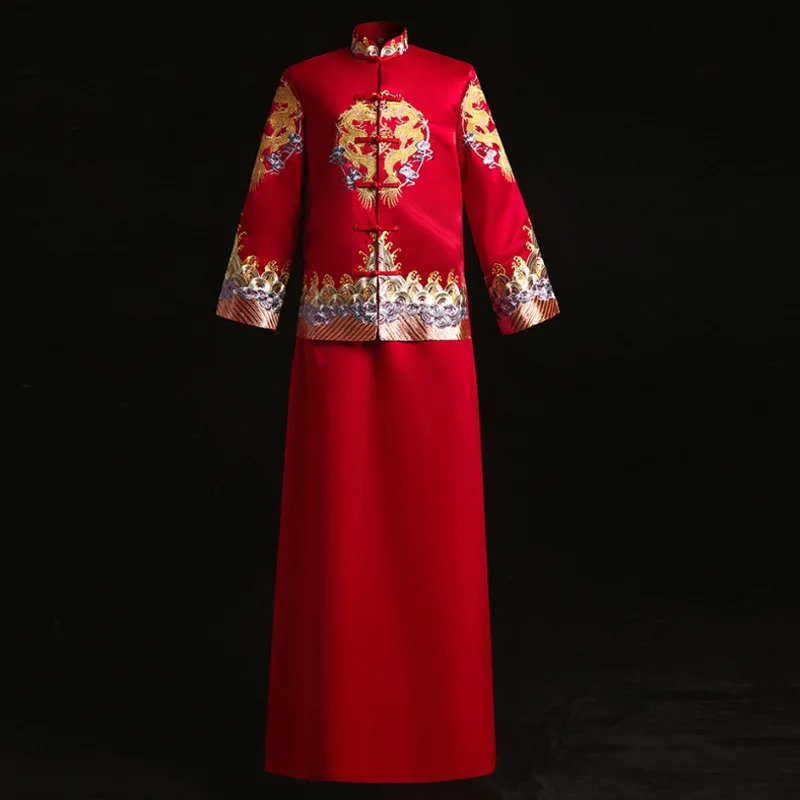 Красный Жених винтажный свободный Cheongsam традиционное китайское свадебное платье