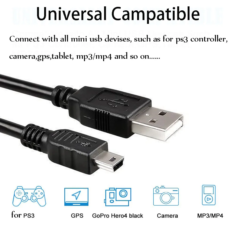 

Зарядный кабель для камеры MP3 MP4 адаптер USB 2,0 A папа к мини 5 Pin кабели питания USB Удлинительный кабель