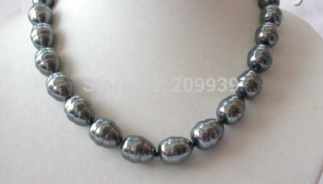AA 004122 stunning big 16mm baroque black sea shell pearl necklace magnet clasp | Украшения и аксессуары