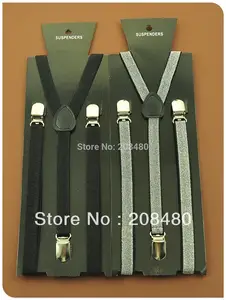 Подтяжки для брюк и штанов для мужчин и женщин, черно-белые Однотонные эластичные подтяжки с застежкой, 1,5 см