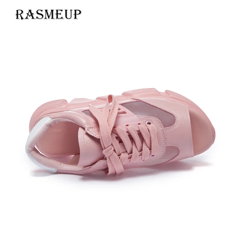 Женские сандалии RASMEUP кожаные на толстой подошве в римском стиле высоком каблуке