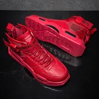 Мужские кроссовки с высоким берцем, из искусственной кожи, дышащие, противоскользящие, износостойкие, для бега, тренировок, большого размера 45