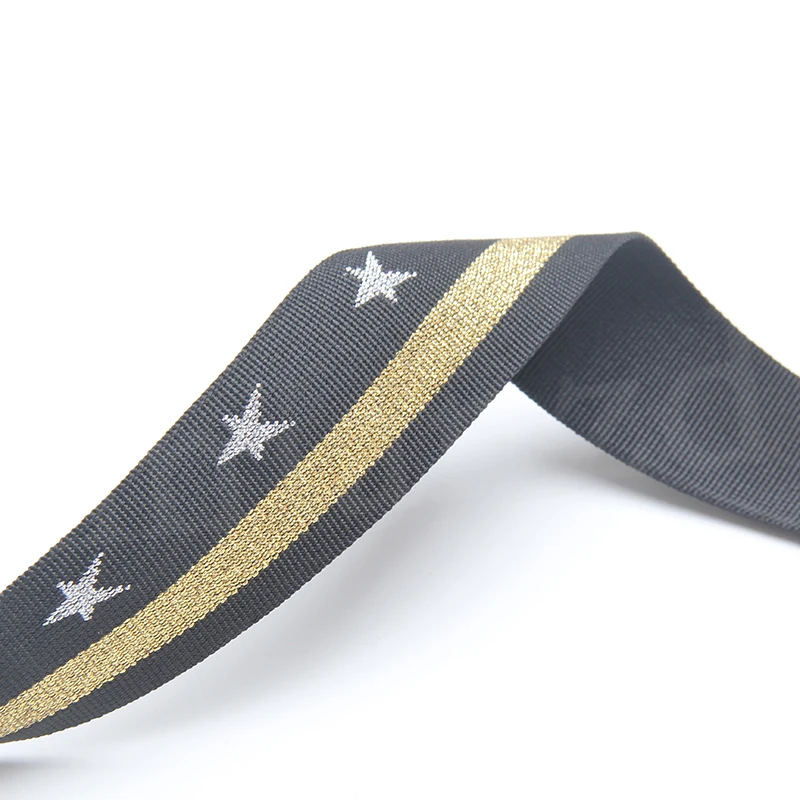 Новый дизайн 2-Дюймовая Светоотражающая жаккардовая лента полиэфирная золотая