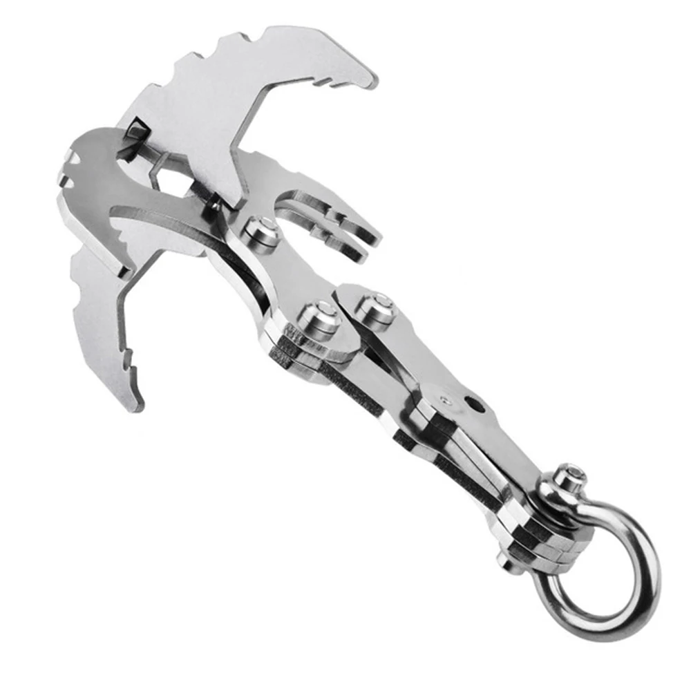 Survival Stainless Steel Folding Grappling Hook Outdoor High Performance Climbing Claw Carabiner Travel Rescue Tool | Спорт и