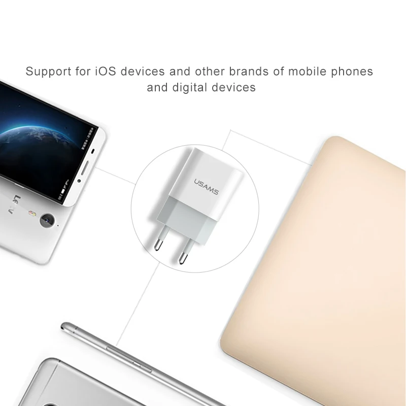 USAMS EU UK USB зарядное устройство для iPhone samsung Xiaomi мобильного телефона 5 В/2 4 А
