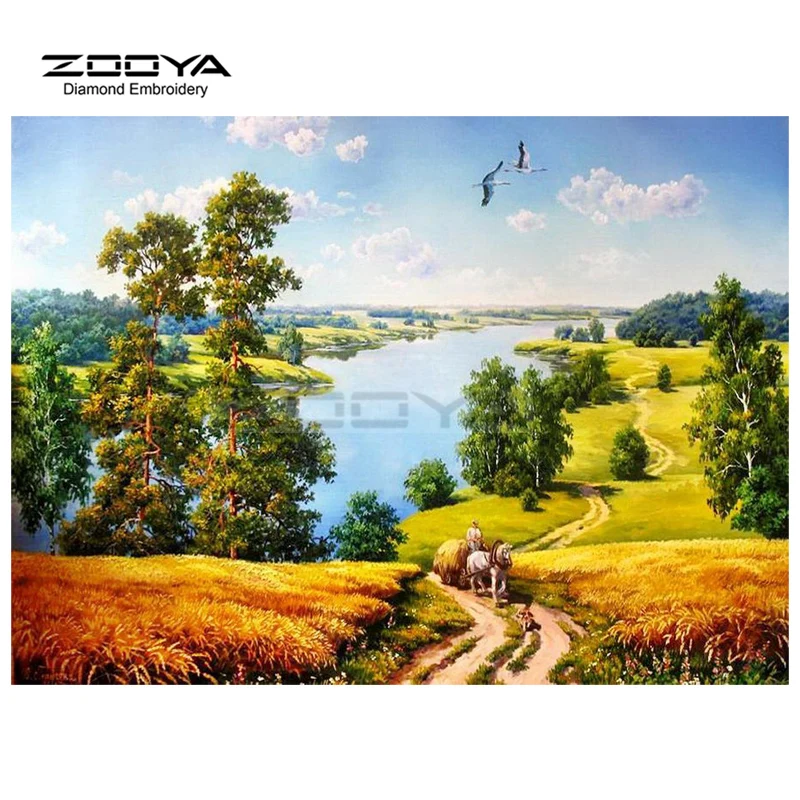 ZOOYA Алмазная вышивка DIY Картина Пейзаж Дерево река и алмазная с изображением