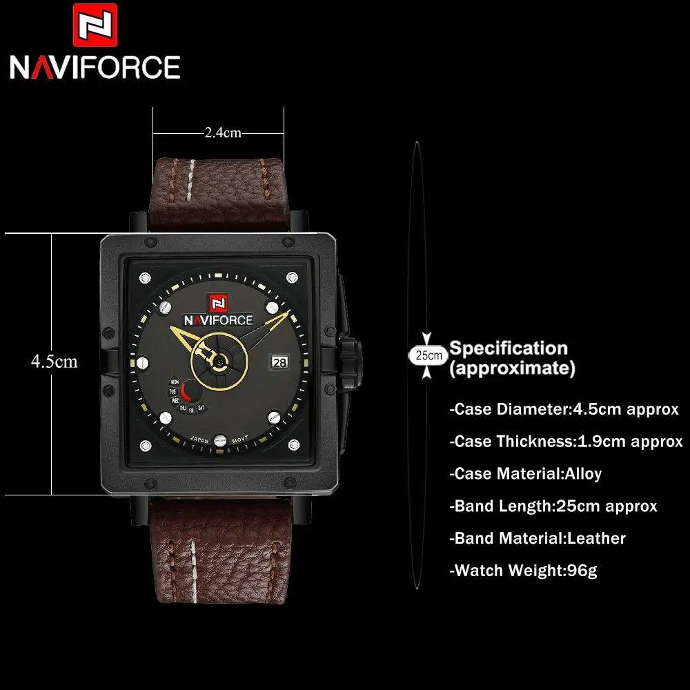 NAVIFORCE Брендовые мужские спортивные кварцевые часы креативные аналоговые