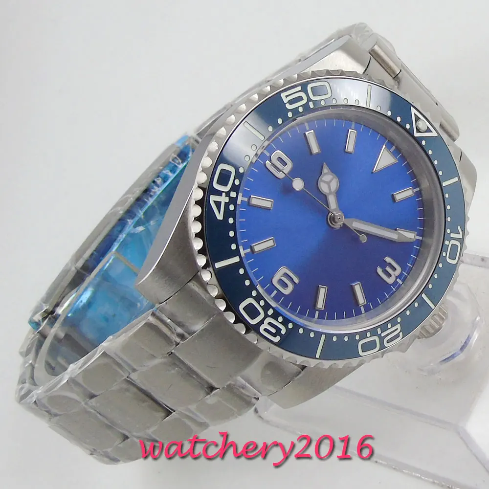 Часы мужские синие стерильные с керамическим циферблатом 39 мм|Мужские