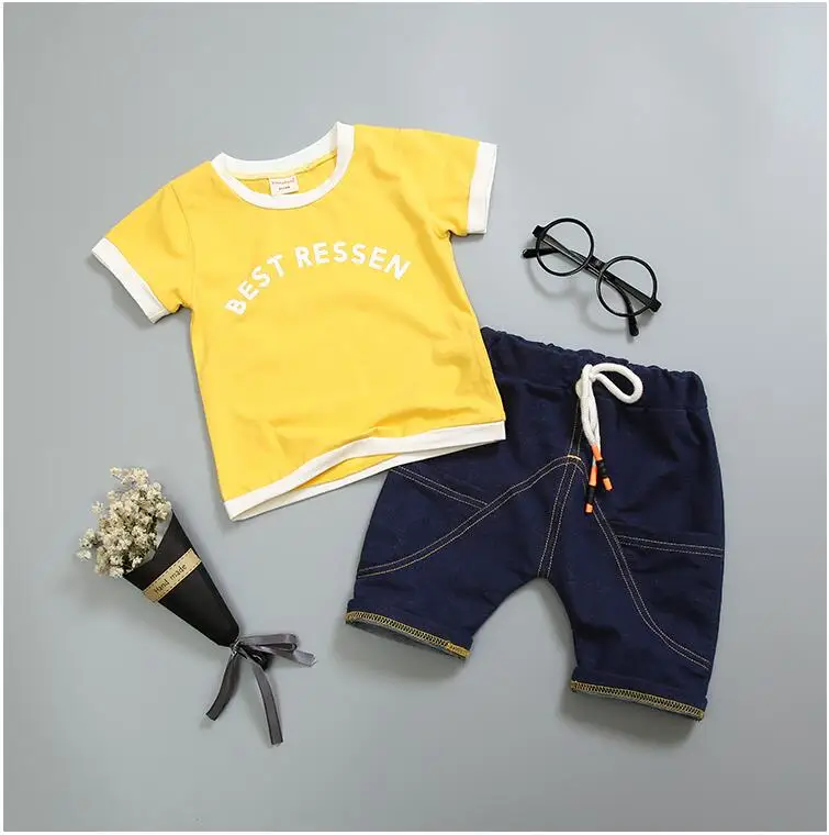 Baby Girls Boys Clothes Set Summer 2019 Cotton Casual Kids Outfits Letter Shirt + Pants Children Clothing | Детская одежда и обувь