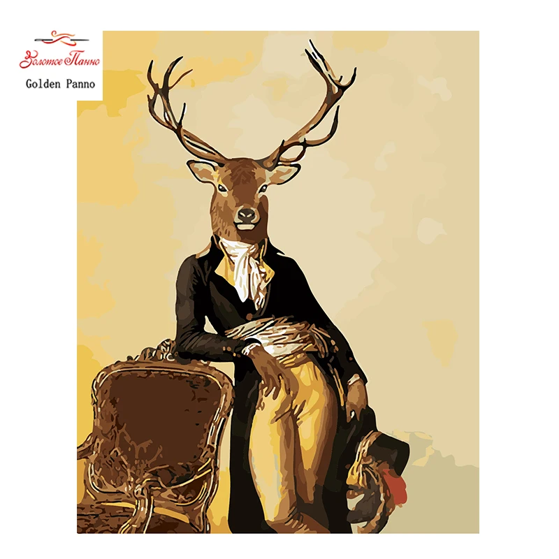 

Golden Panno,Needlework,Embroidery,DIY Animal Painting,Kits,14ct Straw deer,Sets For Embroidery,Christmas105