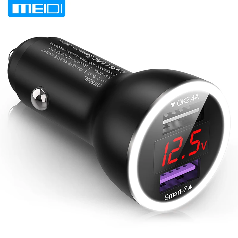Автомобильное зарядное устройство MEIDI с USB-портом 3 0 А быстрая зарядка QK2.4 двойной
