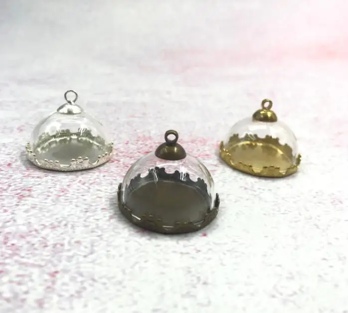 5 шт./лот 25 мм полустеклянный шар крышка купольная бутылка с поддоном цветочным