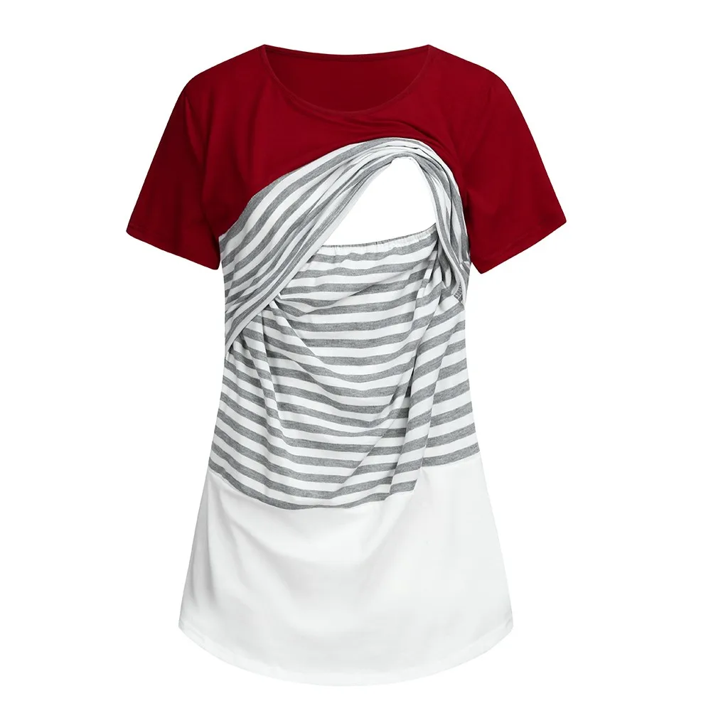 Женская одежда для беременных полосатый комбинированный топ с короткими