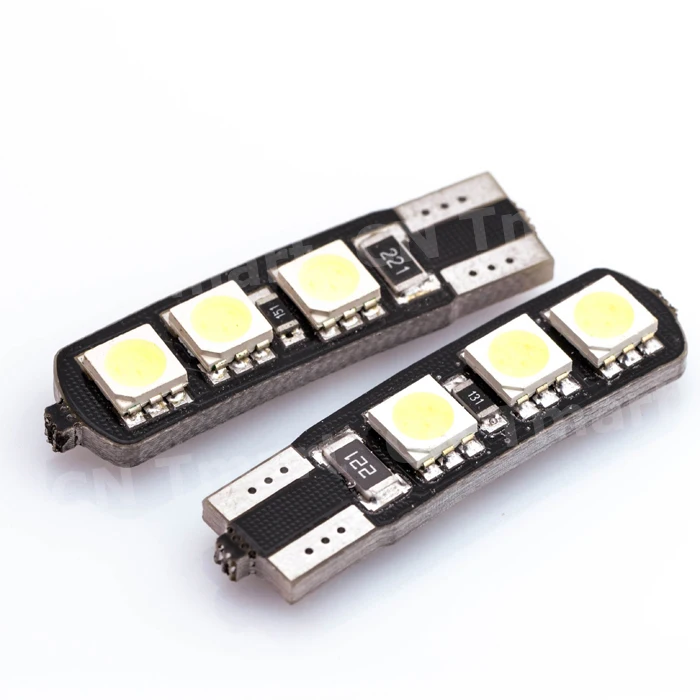Оптовая продажа 50 шт./лот Авто светодио дный T10 6smd 5050 w5w canbus света автомобиля лампы