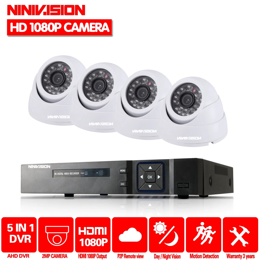 NINIVISION HD 1080P 4CH AHD камера система видеонаблюдения DVR комплект видеорегистратор с 4
