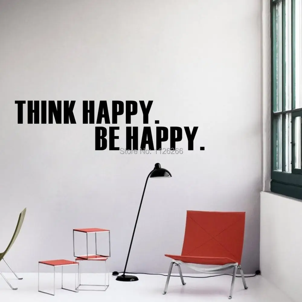 Think Happy Be Quote настенные художественные виниловые наклейки съемные обои для