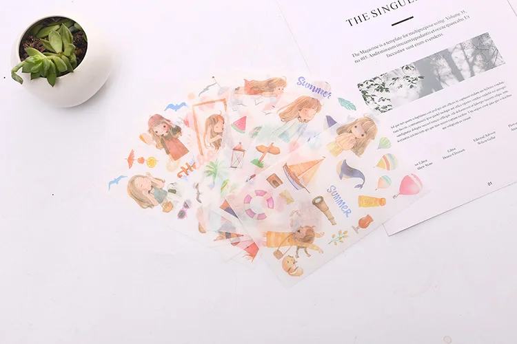6pcs Summer Seaside paper sticker Organizer Calendar Diary Book Planner Sticker Scrapbook Decoration papeleria sale | Канцтовары для