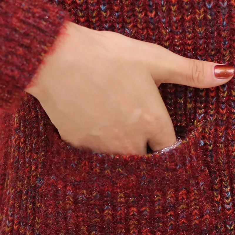 Вязаный кардиган свитер пальто 2019 зимний кашемировый для женщин среднего