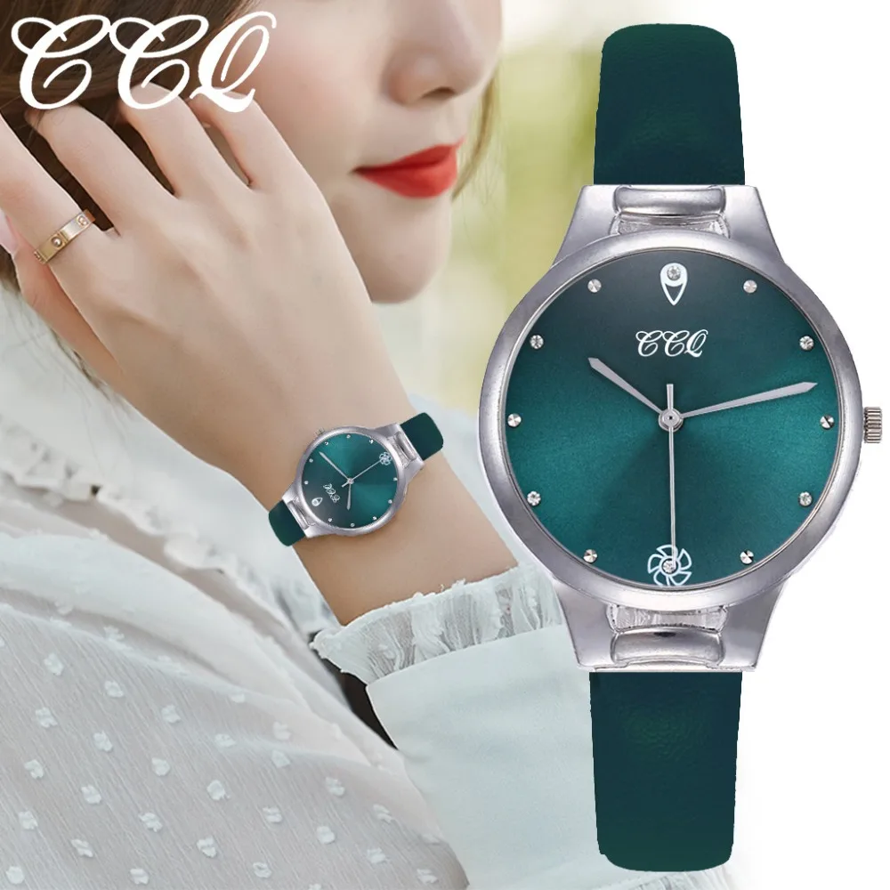 

Luxury Women Watches Green Dial Ladies Quartz Wristwatch Fashion Leather Strap Clock Creative Dress Gift Relogio Feminino Fi